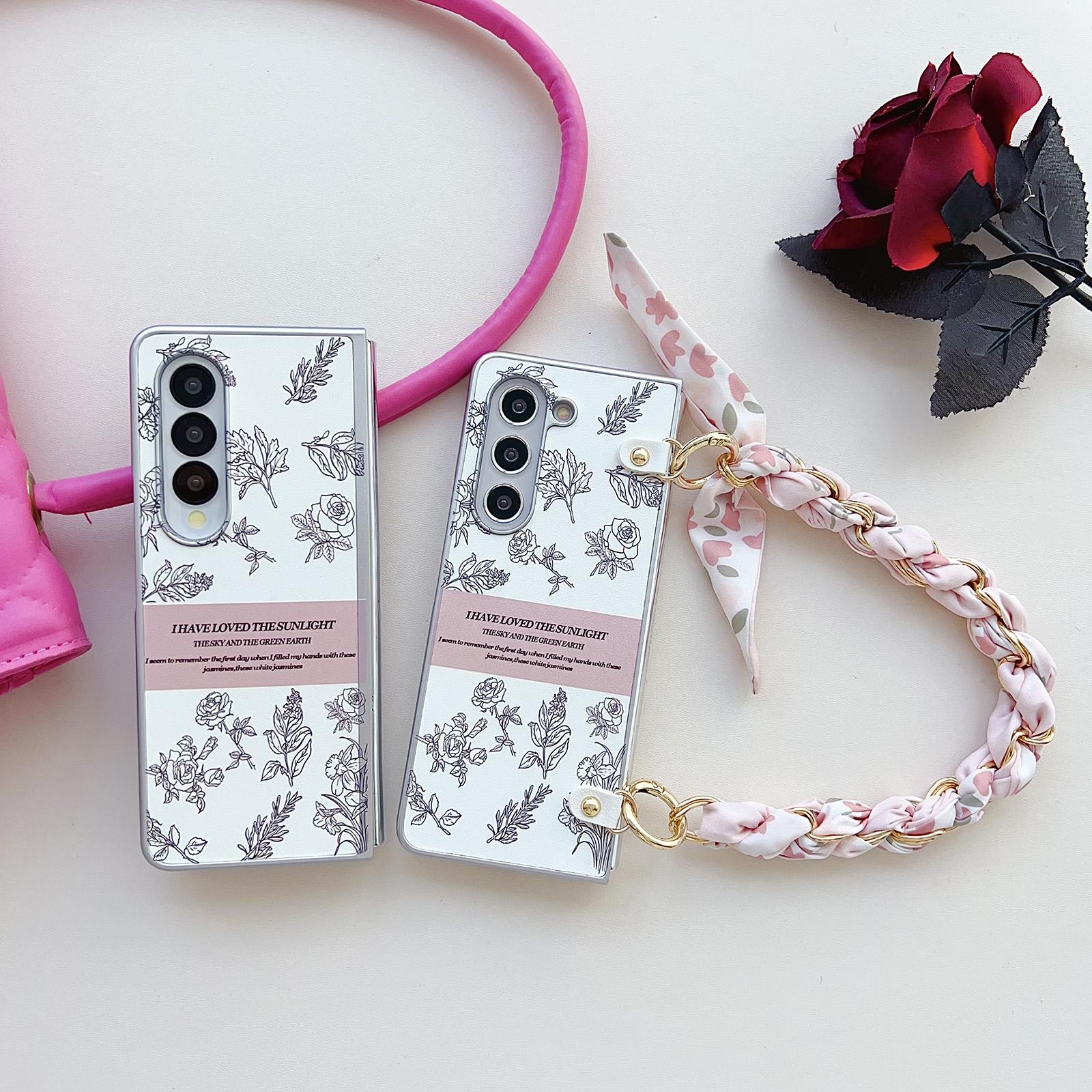 V562-A205871600ADE-202503062220-06 For Samsung Galaxy Z Fold4 5G Floral Sketch Pearlescent Pc Case - Image 7