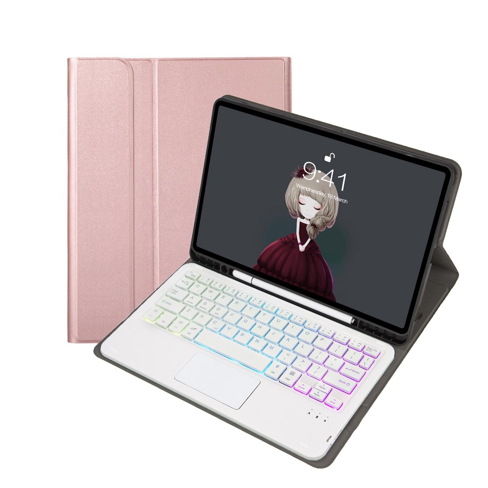 V562-A208510300ADE-202504291846-01 Bluetooth Keyboard Leather Tablet Case For Ipad 10.2 / 10.5 / Air 2019 With Touch Pad & Pen Slot - Black - Image 2