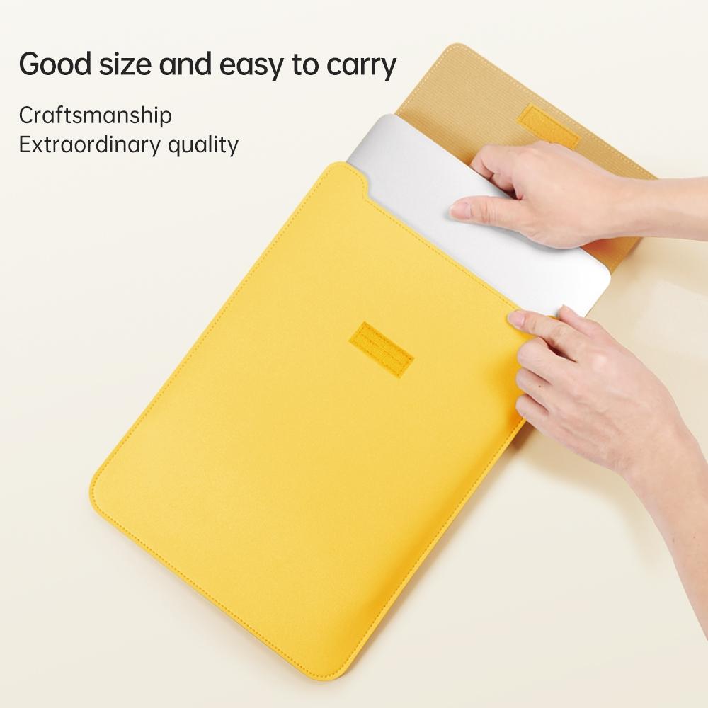 V562-A303402300ADE-202504022045-03 Lightweight Leather Computer Bag - 4-in-1 Portable - Fits 15.4 / 15.6 / 16.1 Inches - Yellow - Image 4