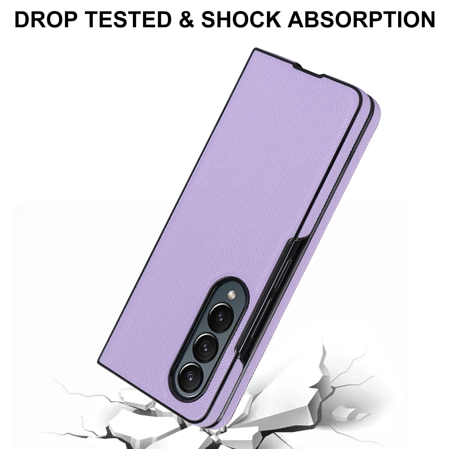 V562-A306672600ADE-202505061705-06 For Samsung Galaxy Z Fold4 5G Foldable Cross Pattern Phone Case - Compact Design - Black - Image 7