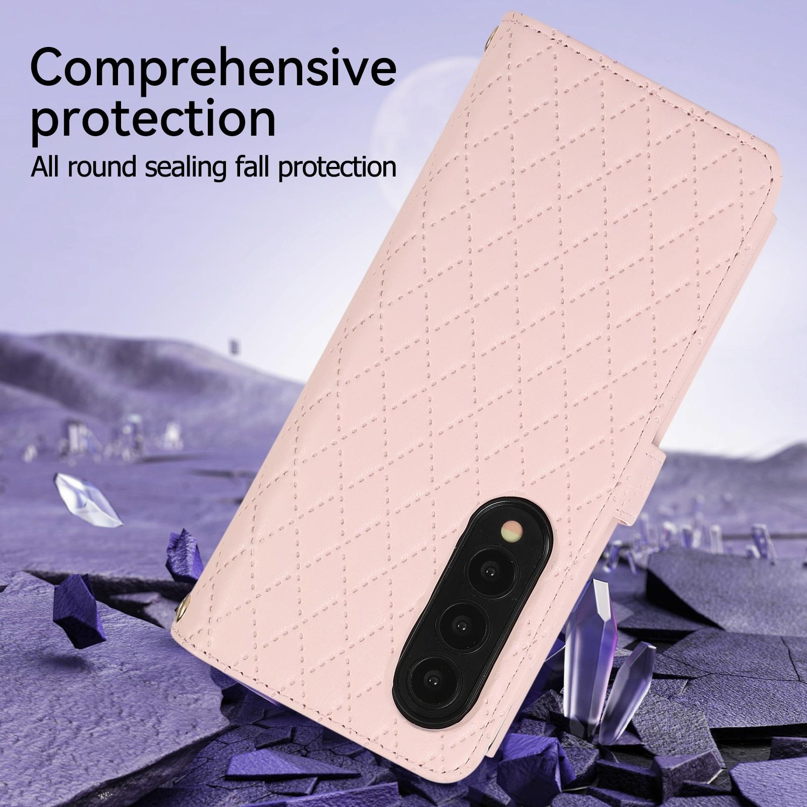 V562-A307541500ADE-202503211405-06 For Samsung Galaxy Z Fold4 5G Foldable Diamond Lattice Phone Case - White - Image 7