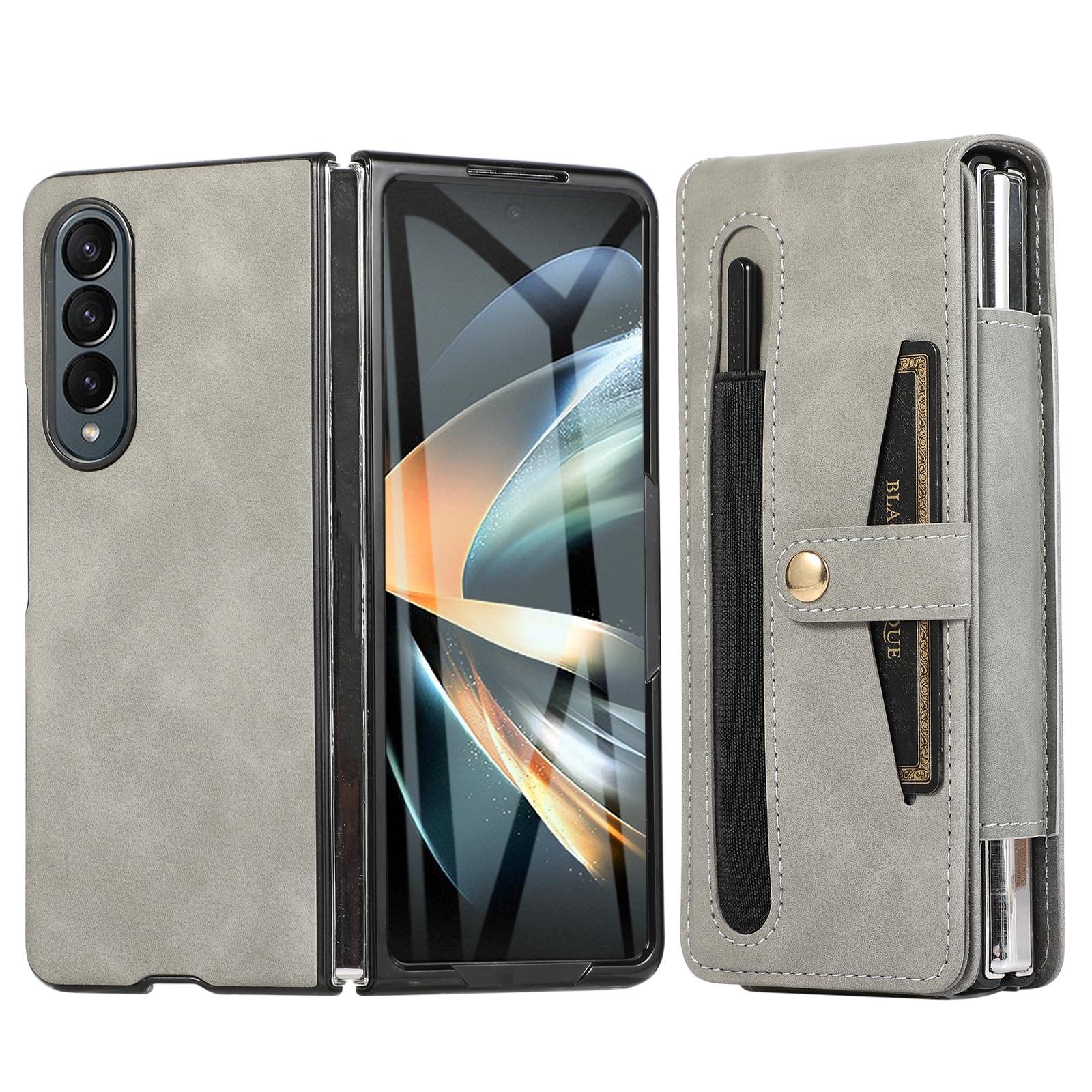 V562-A309974600ADE-202503211441-01 For Samsung Galaxy Z Fold4 5G Shockproof Foldable Leather Case With Stylus - Purple - Image 2