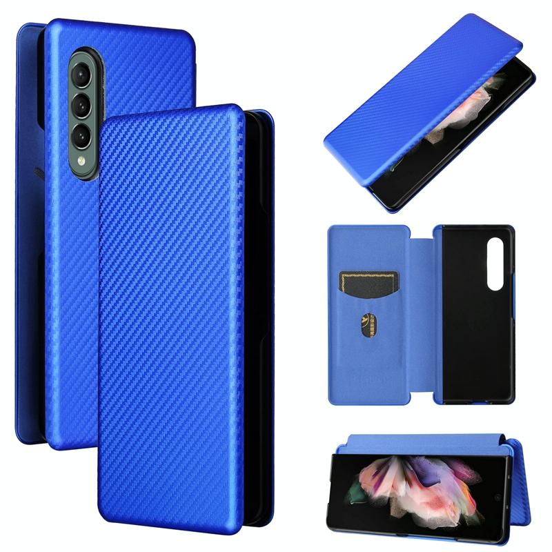 V562-A404995300ADE-202505291330-01 For Samsung Galaxy Z Fold4 5G Carbon Fiber Flip Leather Case - Pink - Image 2