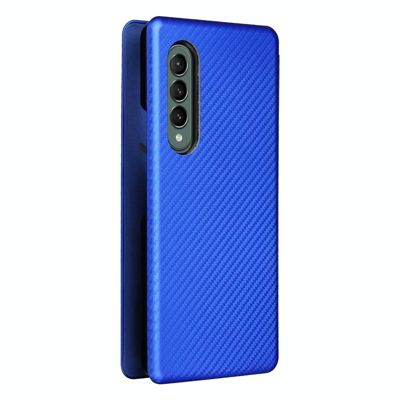 V562-A404995300ADE-202505291330-03 For Samsung Galaxy Z Fold4 5G Carbon Fiber Flip Leather Case - Pink - Image 4