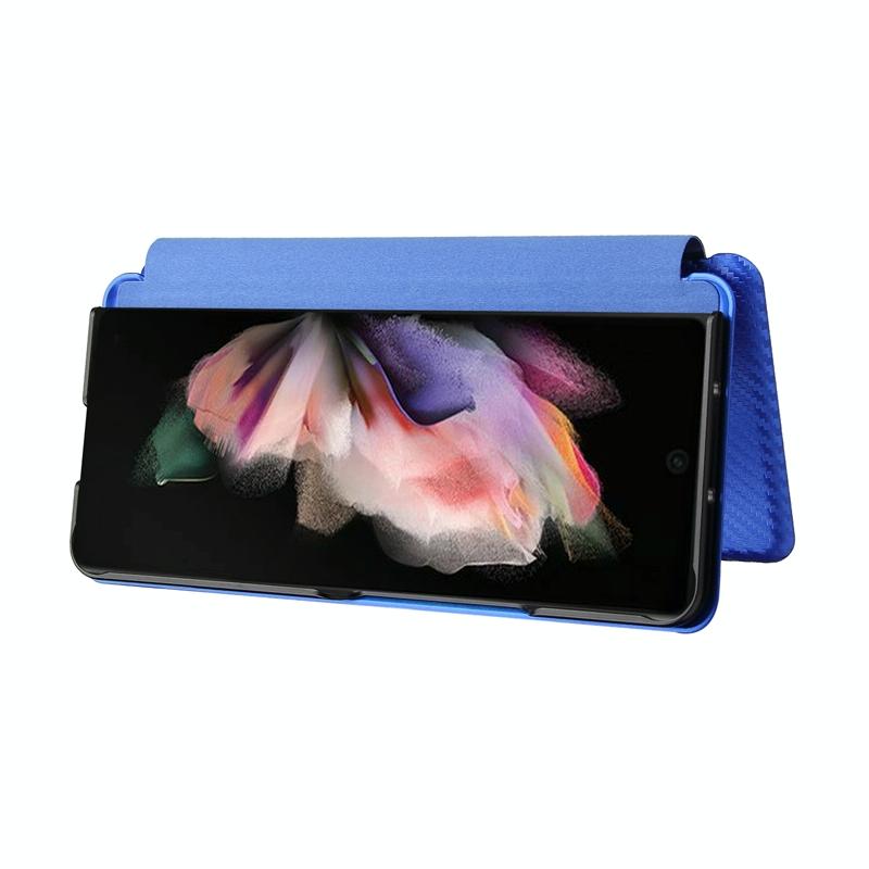 V562-A404995300ADE-202505291330-05 For Samsung Galaxy Z Fold4 5G Carbon Fiber Flip Leather Case - Pink - Image 6