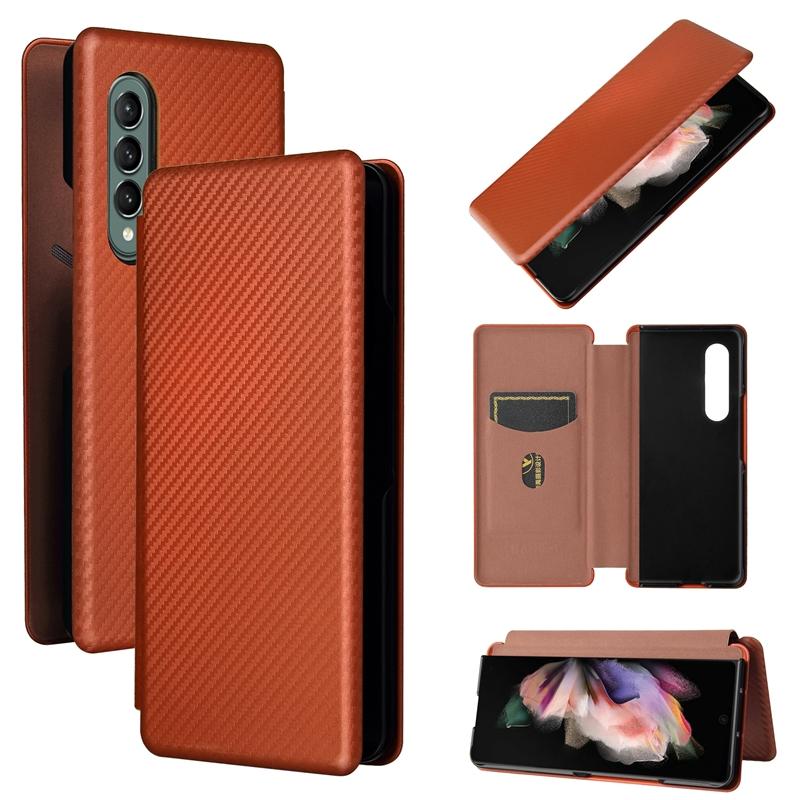V562-A404995300ADE-202505291330-07 For Samsung Galaxy Z Fold4 5G Carbon Fiber Flip Leather Case - Pink - Image 8