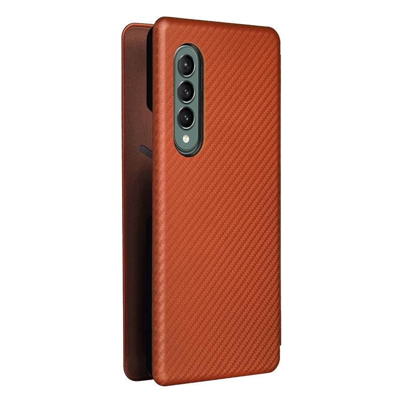 V562-A404995300ADE-202505291330-09 For Samsung Galaxy Z Fold4 5G Carbon Fiber Flip Leather Case - Pink - Image 10
