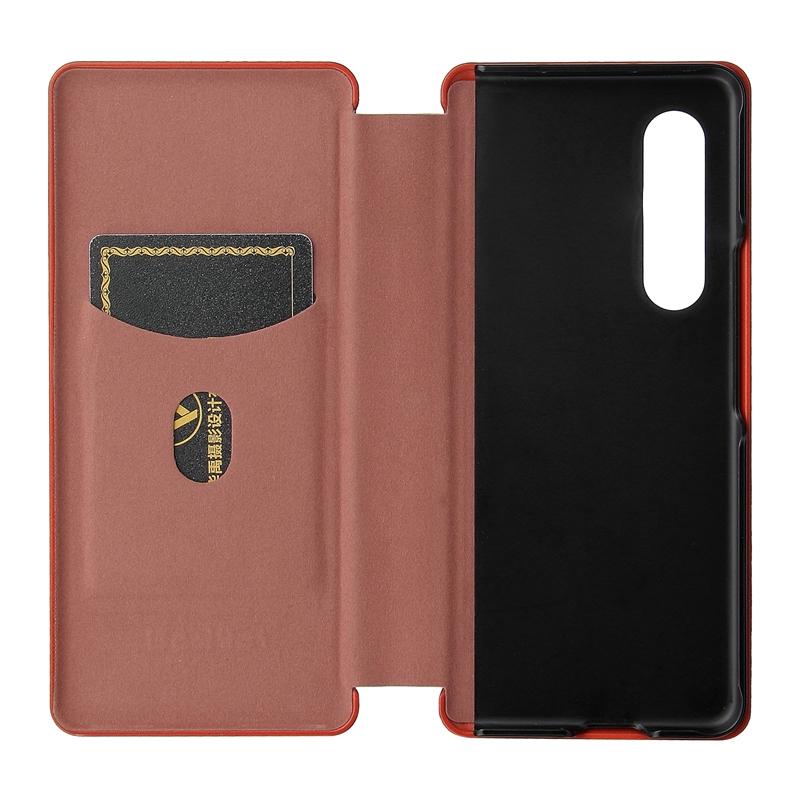 V562-A404995300ADE-202505291330-10 For Samsung Galaxy Z Fold4 5G Carbon Fiber Flip Leather Case - Pink - Image 11