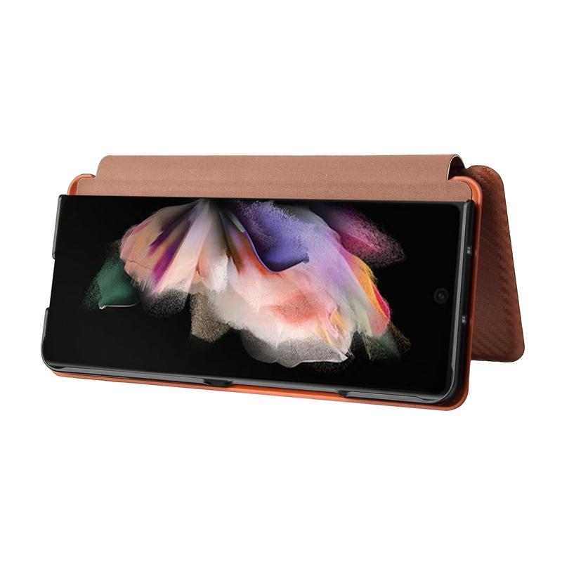 V562-A404995300ADE-202505291330-11 For Samsung Galaxy Z Fold4 5G Carbon Fiber Flip Leather Case - Pink - Image 12