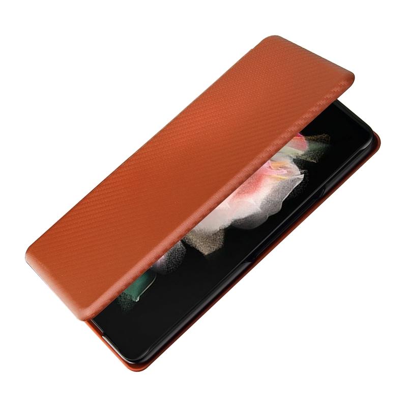 V562-A404995300ADE-202505291330-12 For Samsung Galaxy Z Fold4 5G Carbon Fiber Flip Leather Case - Pink - Image 13