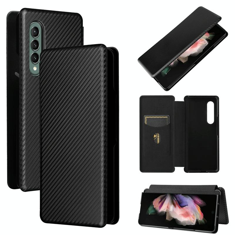 V562-A404995300ADE-202505291330-13 For Samsung Galaxy Z Fold4 5G Carbon Fiber Flip Leather Case - Pink - Image 14