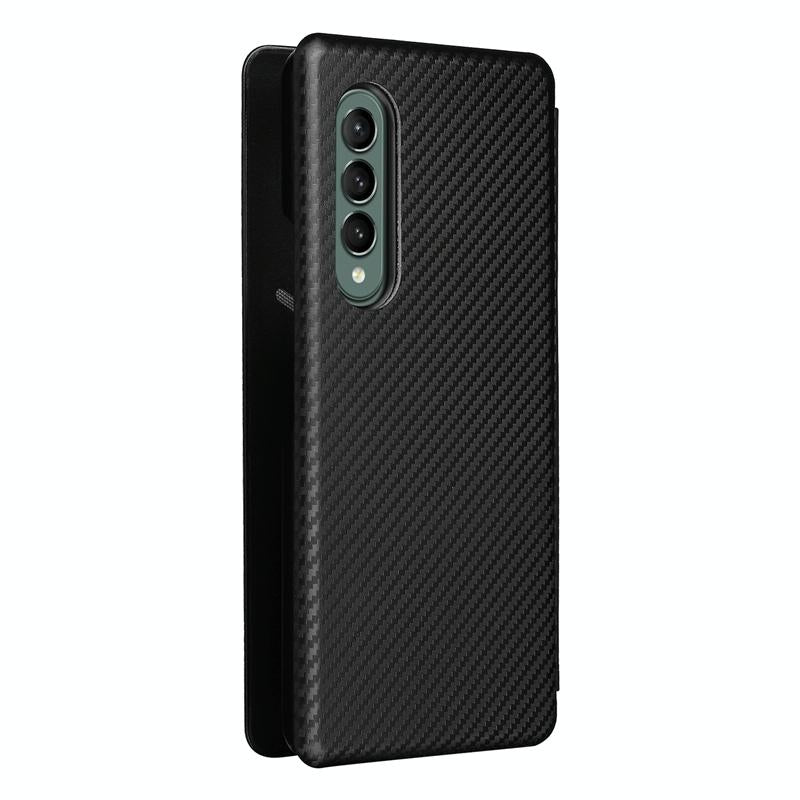V562-A404995300ADE-202505291330-15 For Samsung Galaxy Z Fold4 5G Carbon Fiber Flip Leather Case - Pink - Image 16