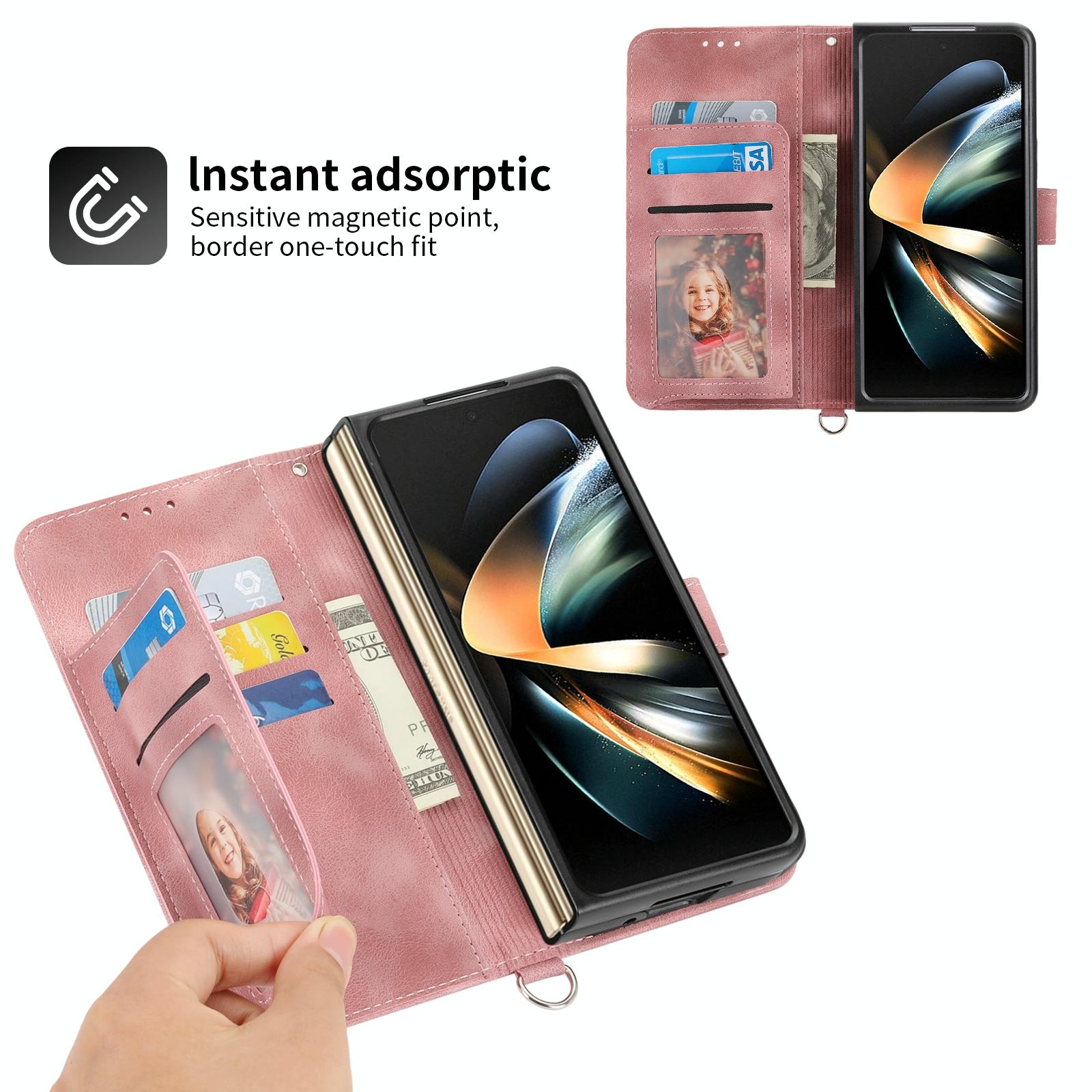 V562-A407558300ADE-202503211335-05 For Samsung Galaxy Z Fold4 5G Floral Leather Phone Wallet - Embossed - Black - Image 6