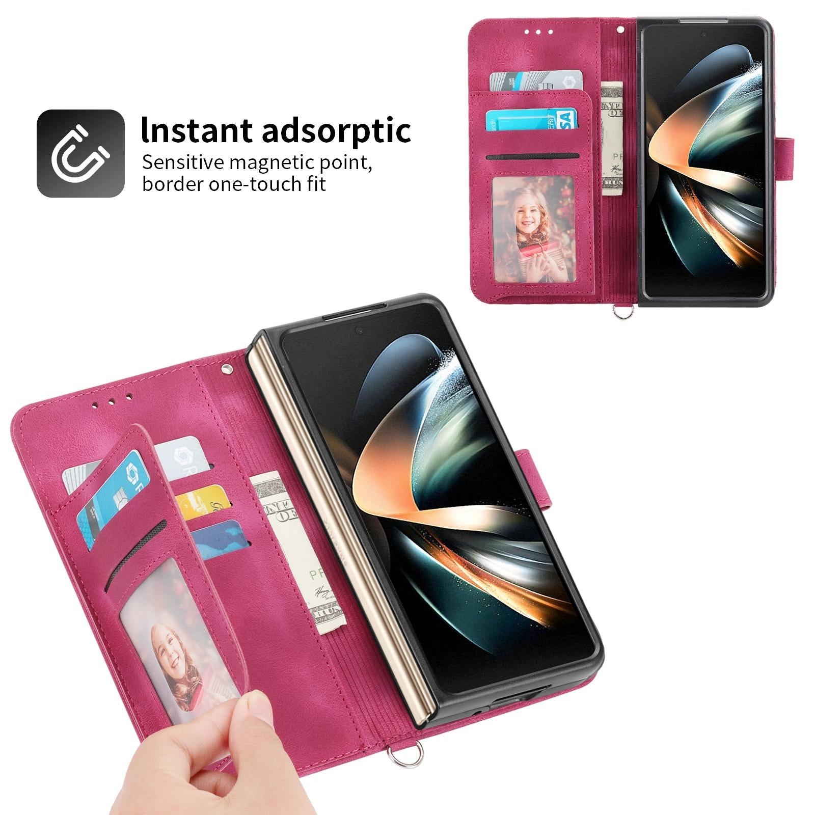 V562-A407558300ADE-202503211335-11 For Samsung Galaxy Z Fold4 5G Floral Leather Phone Wallet - Embossed - Black - Image 12