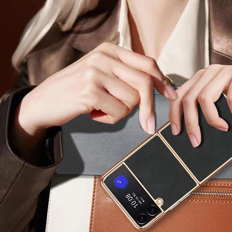V562-A600483500ADE-202504292107-08 For Samsung Galaxy z Fold4 5G Foldable Lambskin Phone Case - Electroplated - Alpine Green - Image 9