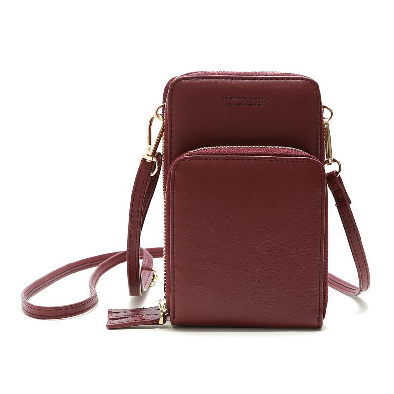 V562-B1002789650DBT-202505191636-00 Women Pu Mobile Phone Shoulder Bag Large Capacity - Red Wine - Image 1