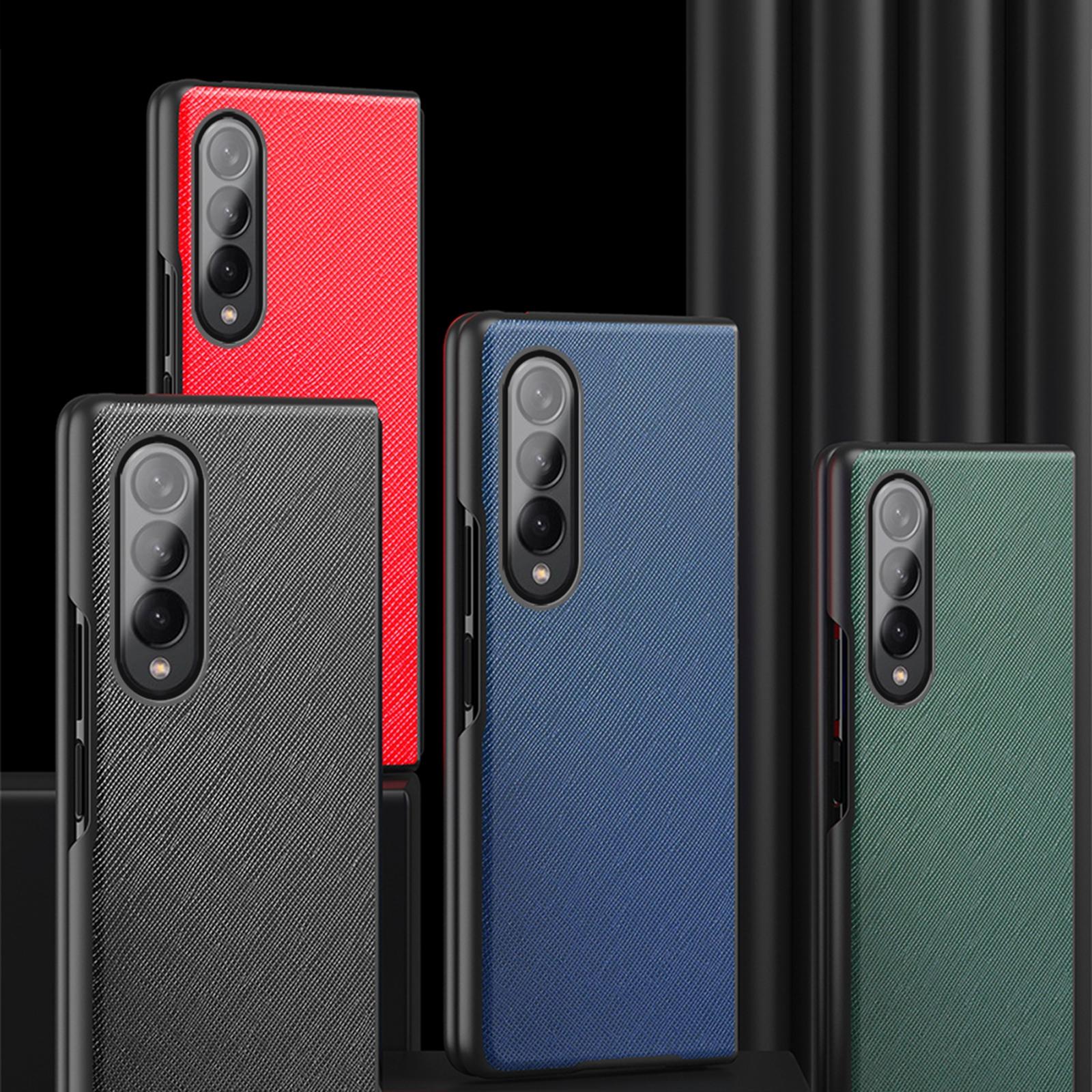 V562-B100282300ADE-202503211321-02 For Samsung Galaxy Z Fold4 5G Foldable Cross Pattern Phone Case - Foldable Design - Black - Image 3