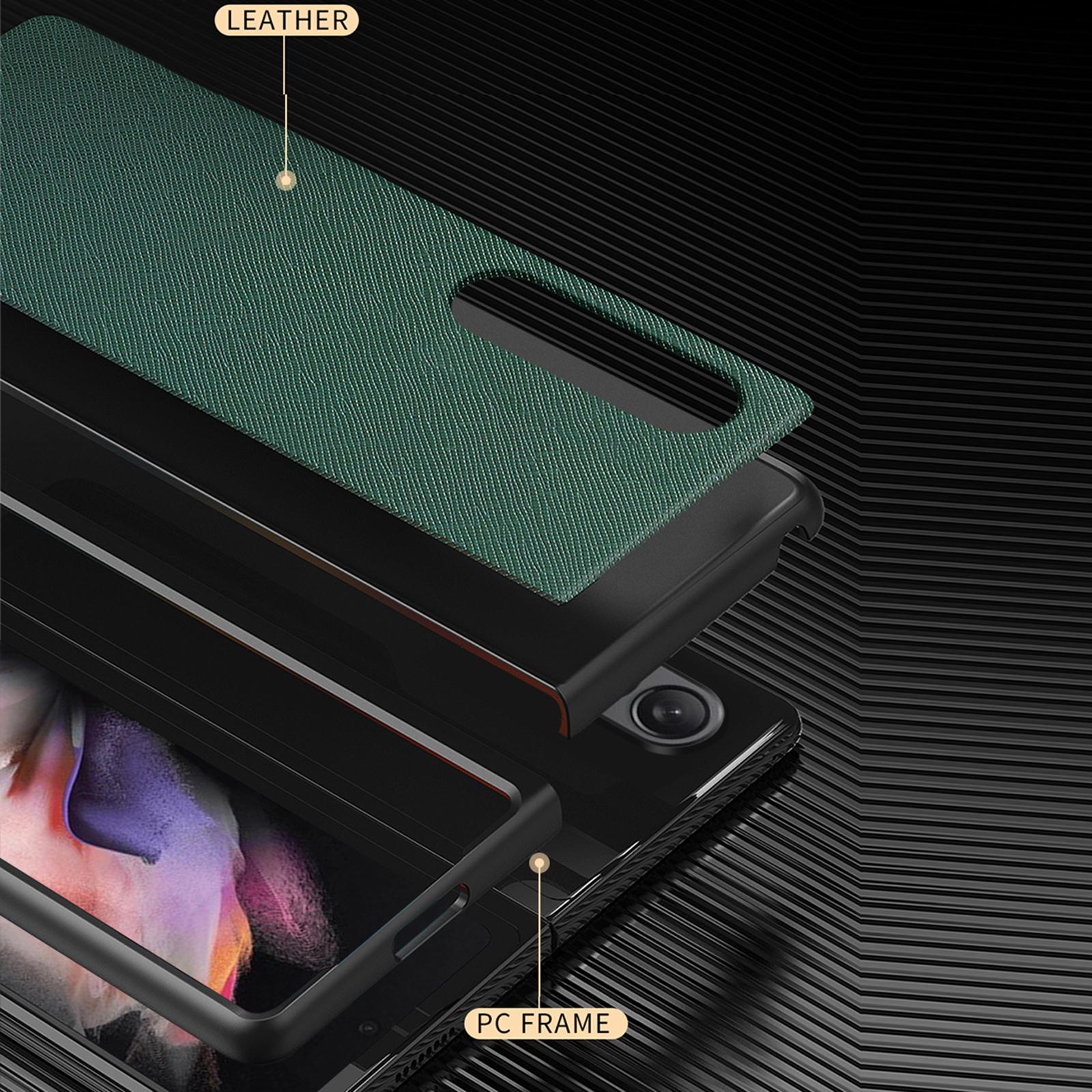 V562-B100282300ADE-202503211321-05 For Samsung Galaxy Z Fold4 5G Foldable Cross Pattern Phone Case - Foldable Design - Black - Image 6