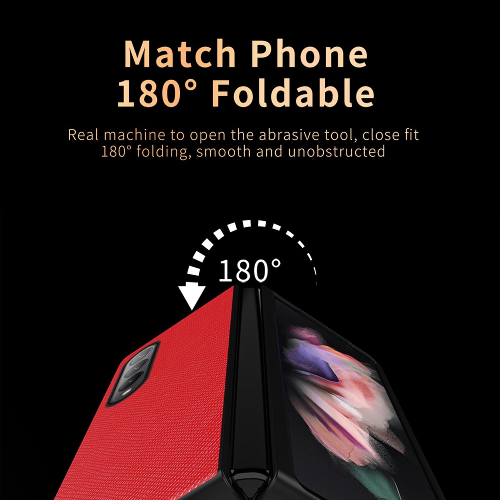 V562-B100282300ADE-202503211321-06 For Samsung Galaxy Z Fold4 5G Foldable Cross Pattern Phone Case - Foldable Design - Black - Image 7