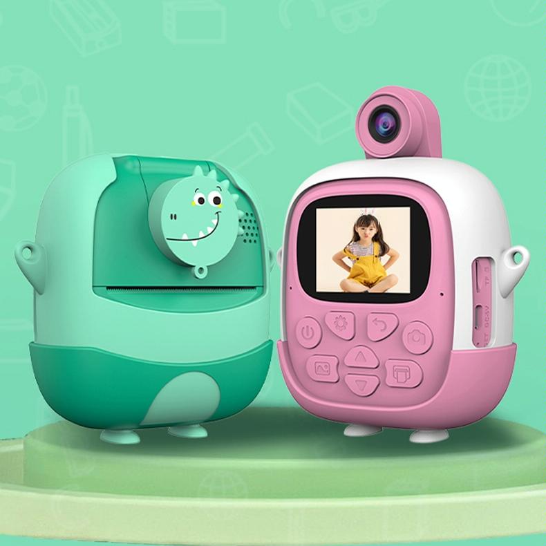 V562-B1003384060DBT-221820-02 720P Hd Reversible Mini Digital Camera For Children - Cartoon Print - Green - Image 3