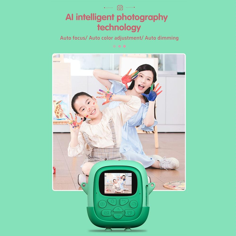 V562-B1003384060DBT-221820-10 720P Hd Reversible Mini Digital Camera For Children - Cartoon Print - Green - Image 11
