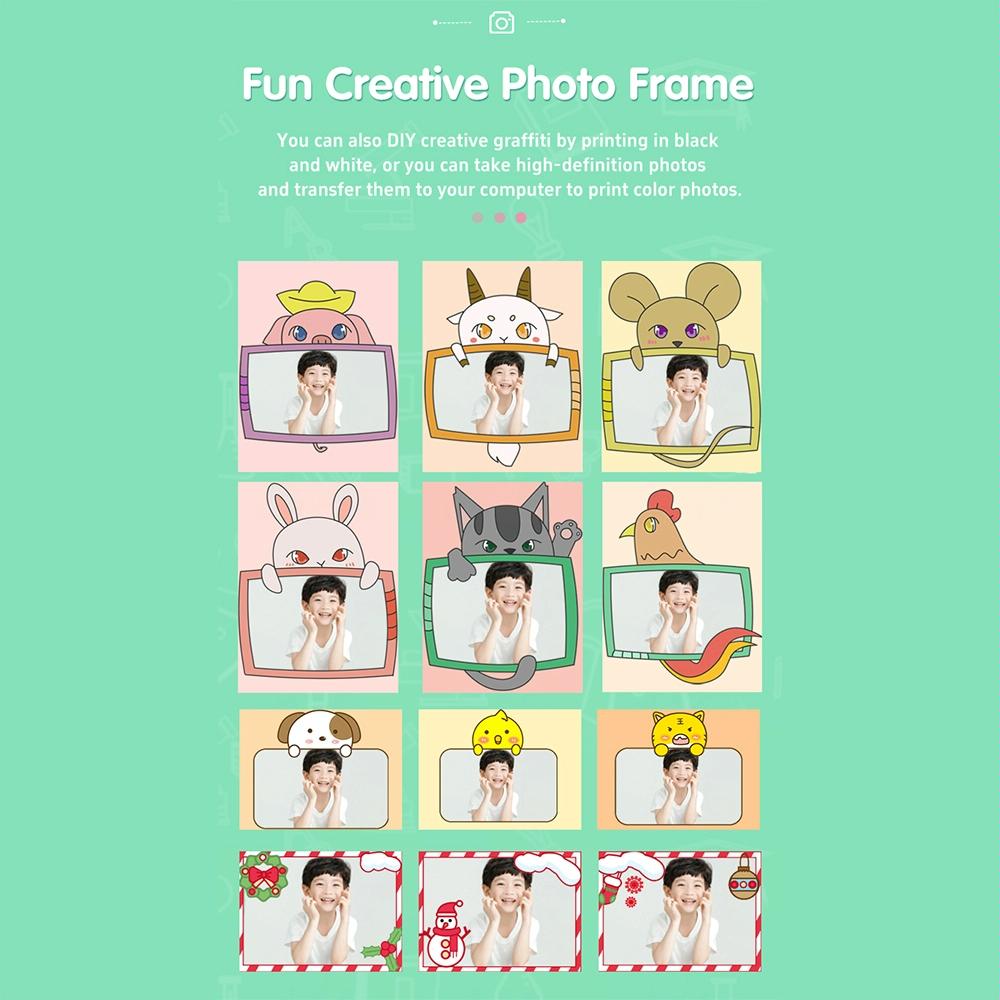 V562-B1003384060DBT-221820-12 720P Hd Reversible Mini Digital Camera For Children - Cartoon Print - Green - Image 13