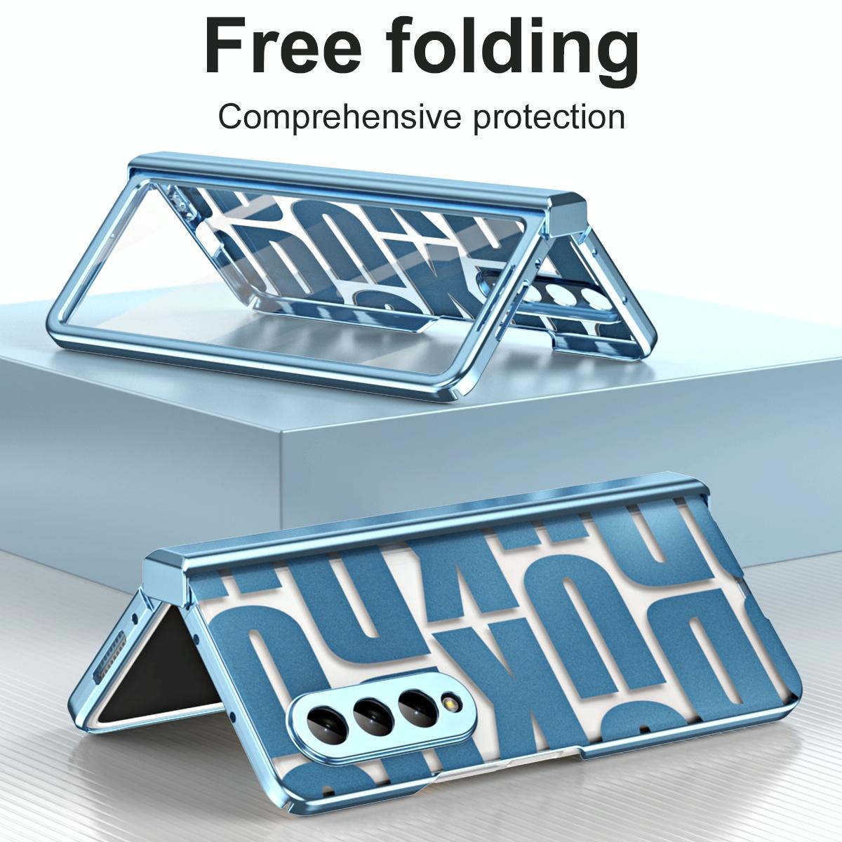 V562-B100607400ADE-202502241325-08 For Samsung Galaxy Z Fold4 5G Foldable Electroplated Phone Case With Hinge - Silver - Image 9