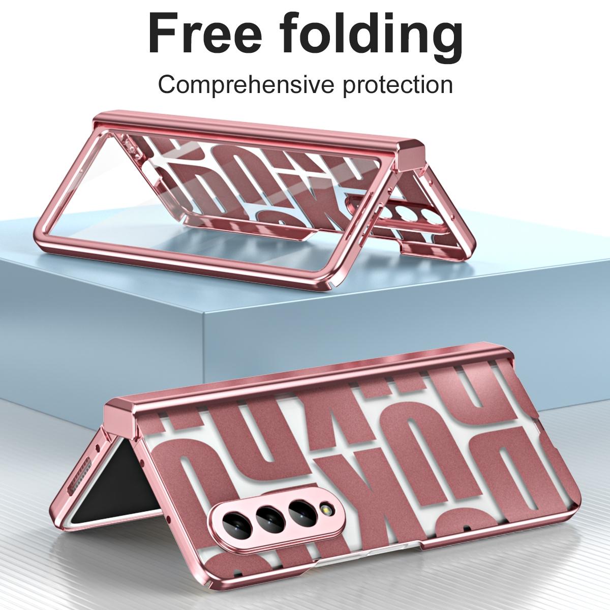 V562-B100607400ADE-202502241325-14 For Samsung Galaxy Z Fold4 5G Foldable Electroplated Phone Case With Hinge - Silver - Image 15