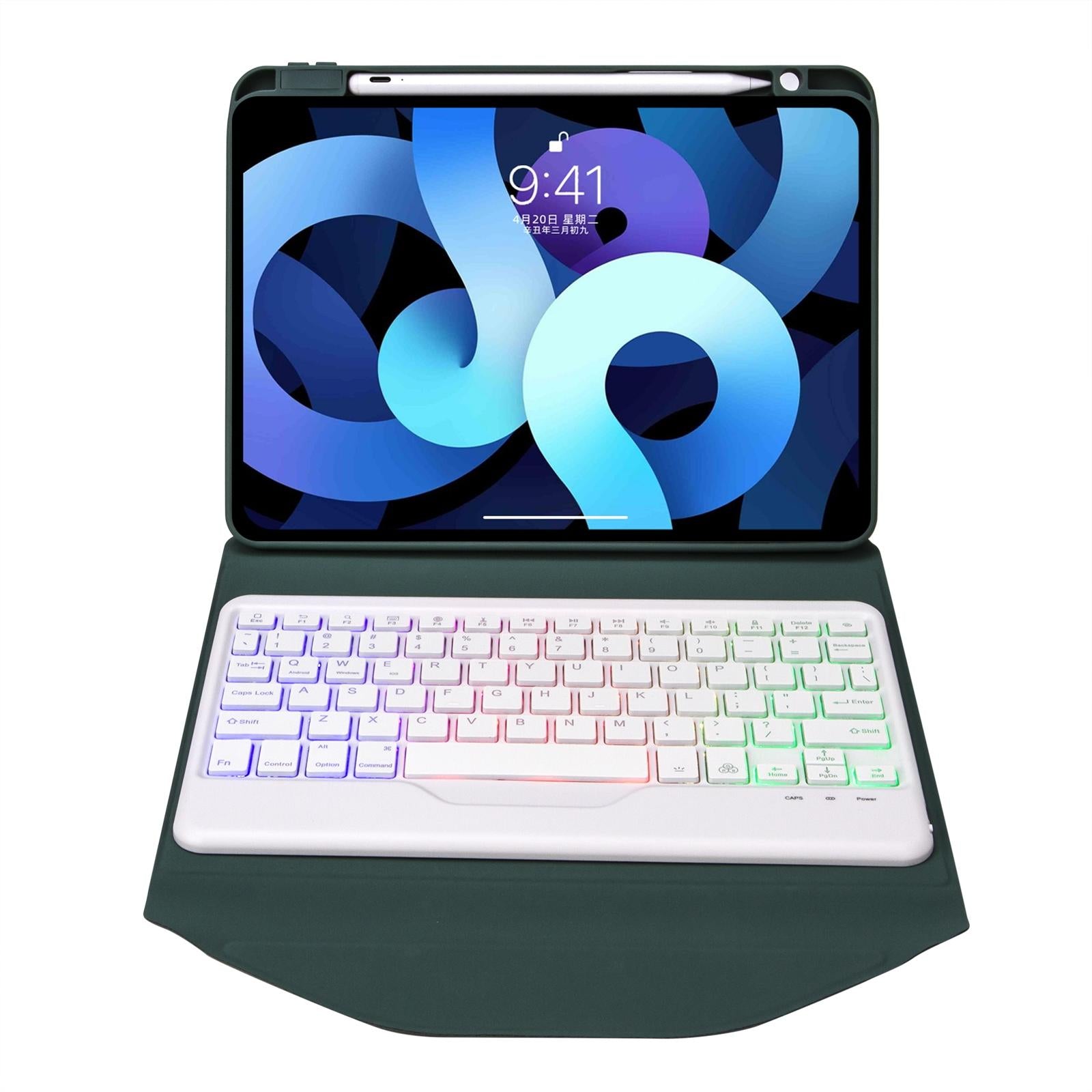 V562-B100972300ADE-202504291937-04 Bluetooth Keyboard Leather Case For Ipad Pro 11 - Backlit With Pen Slot - Pink - Image 5
