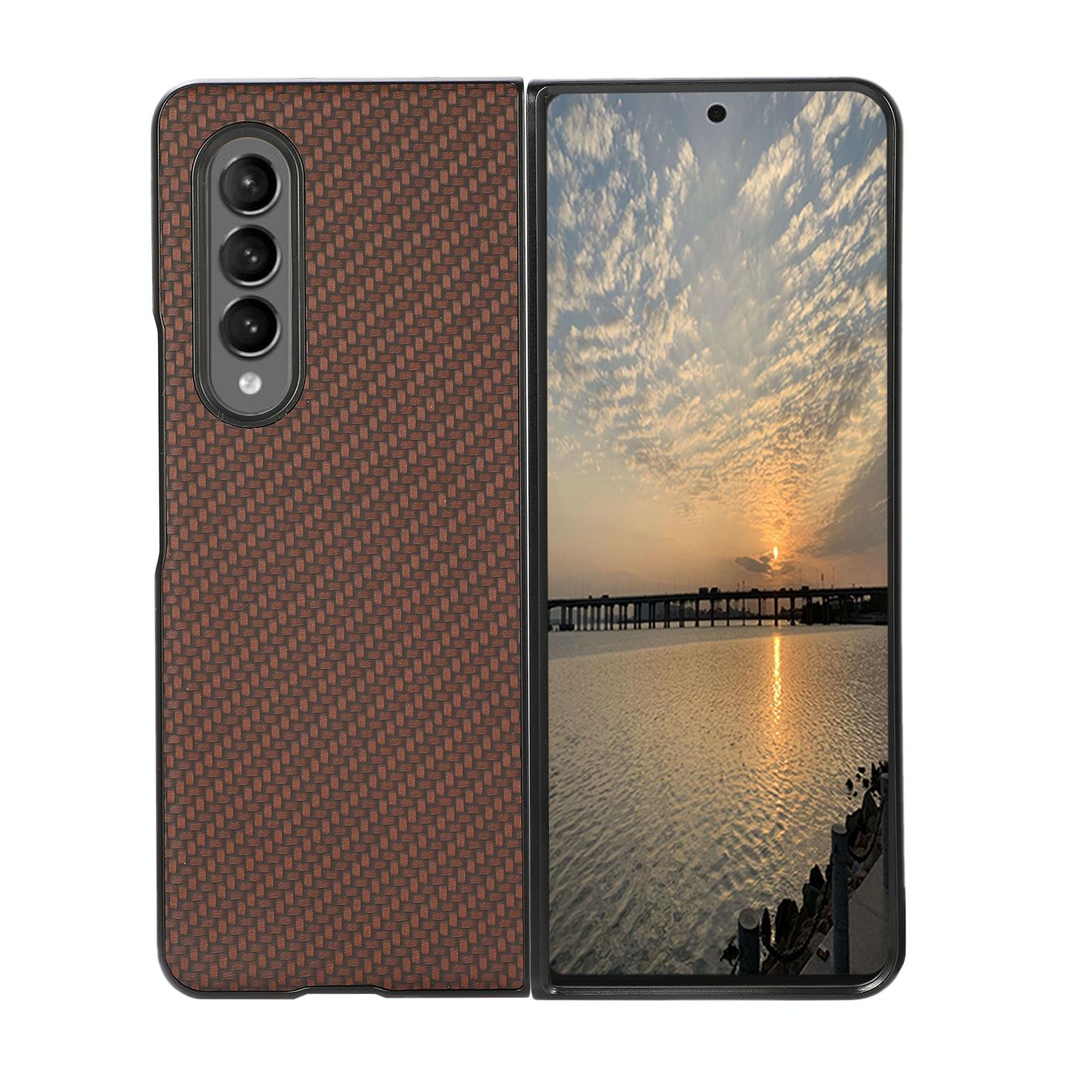 V562-B101470300ADE-202504292045-13 For Samsung Galaxy z Fold4 5G Carbon Fiber Texture Leather Phone Case - Pu Material - Red - Image 14