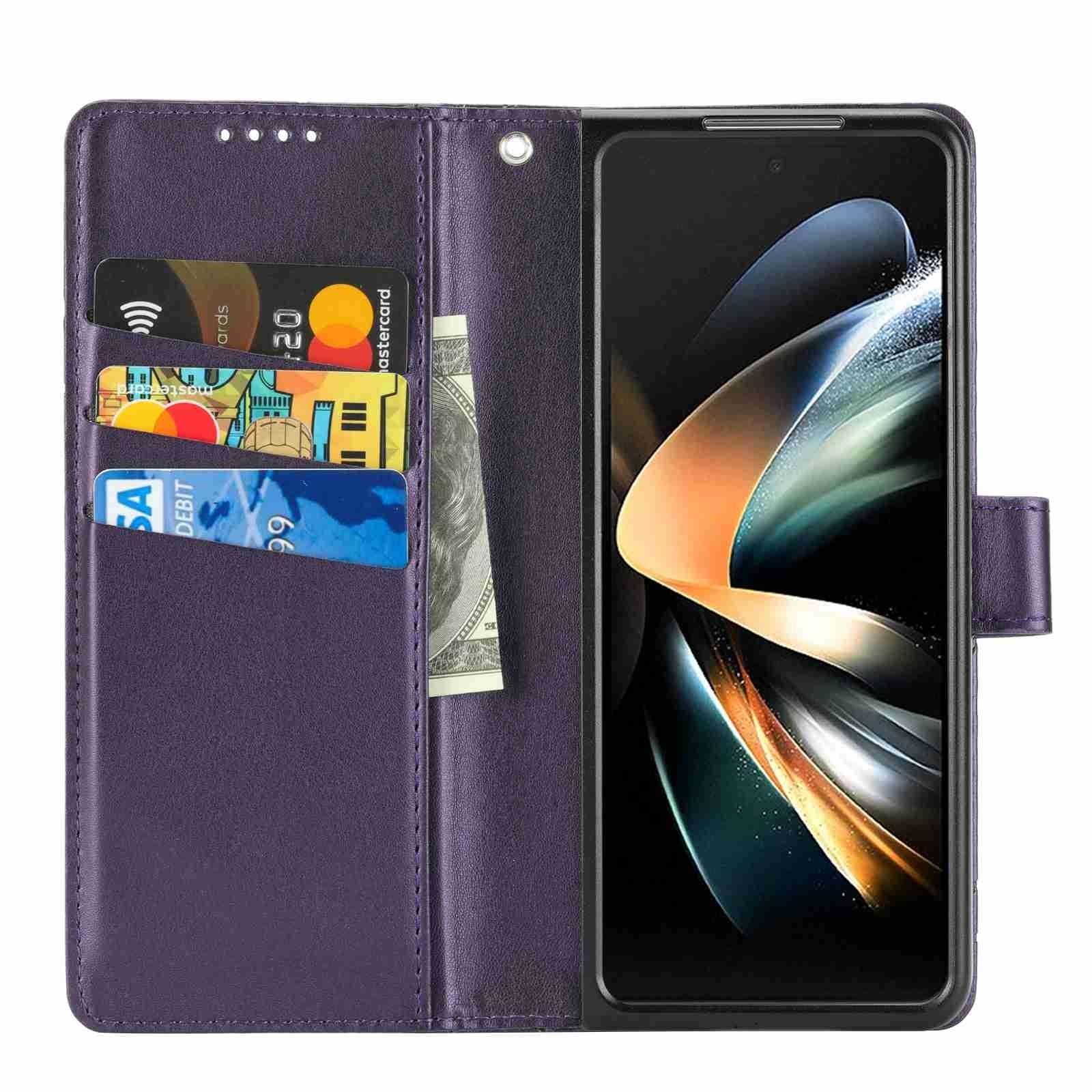 V562-B102570600ADE-202505221907-04 For Samsung Galaxy Z Fold4 5G Embossed Pu Leather Phone Case - Black - Image 5