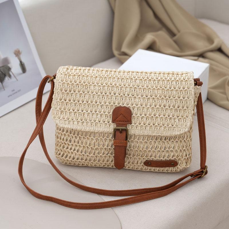 V562-B1026674060DBT-202505191516-00 Vintage Crossbody Straw Bag For Women - Beige - Image 1