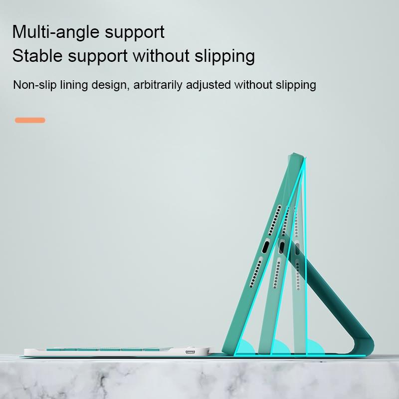 V562-B103190200ADE-202504292010-07 Detachable Bluetooth Keyboard Leather Case For Ipad Mini 6 With Holder - Dark Green - Image 8
