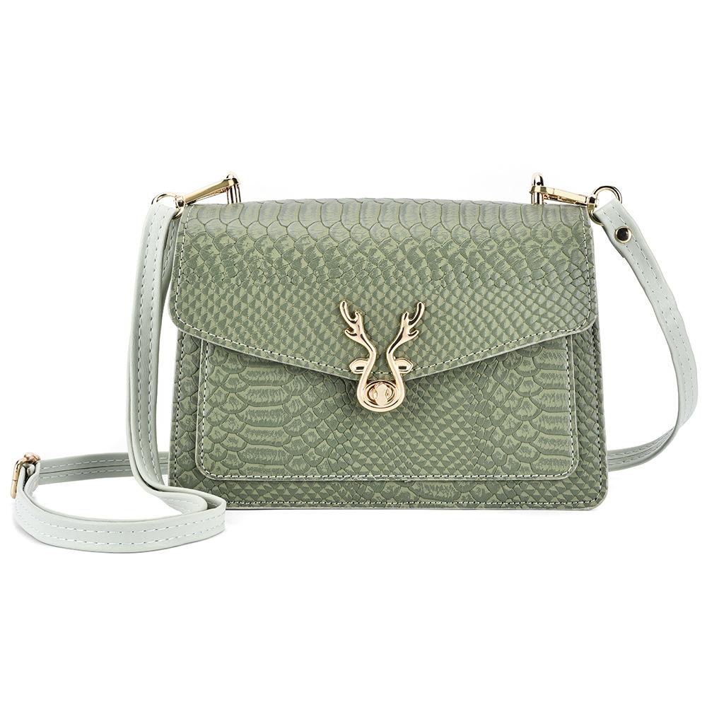 V562-B1033193060DBT-202505191531-00 Stylish Crocodile Leather Crossbody Phone Bag - Green - Image 1