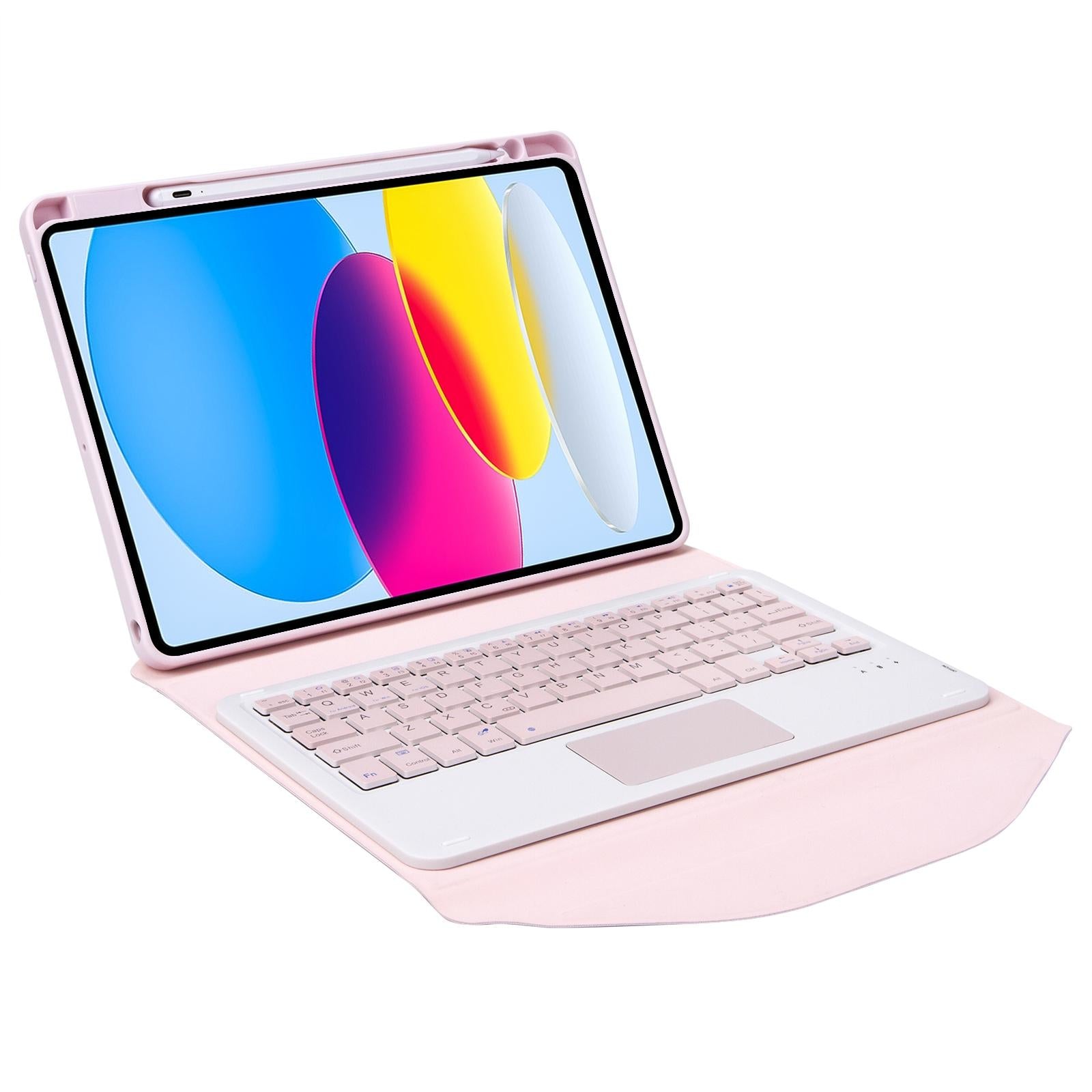 V562-B103575400ADE-202504291847-02 Bluetooth Keyboard Leather Tablet Case With Pen Slot And Touchpad - Pink - Image 3