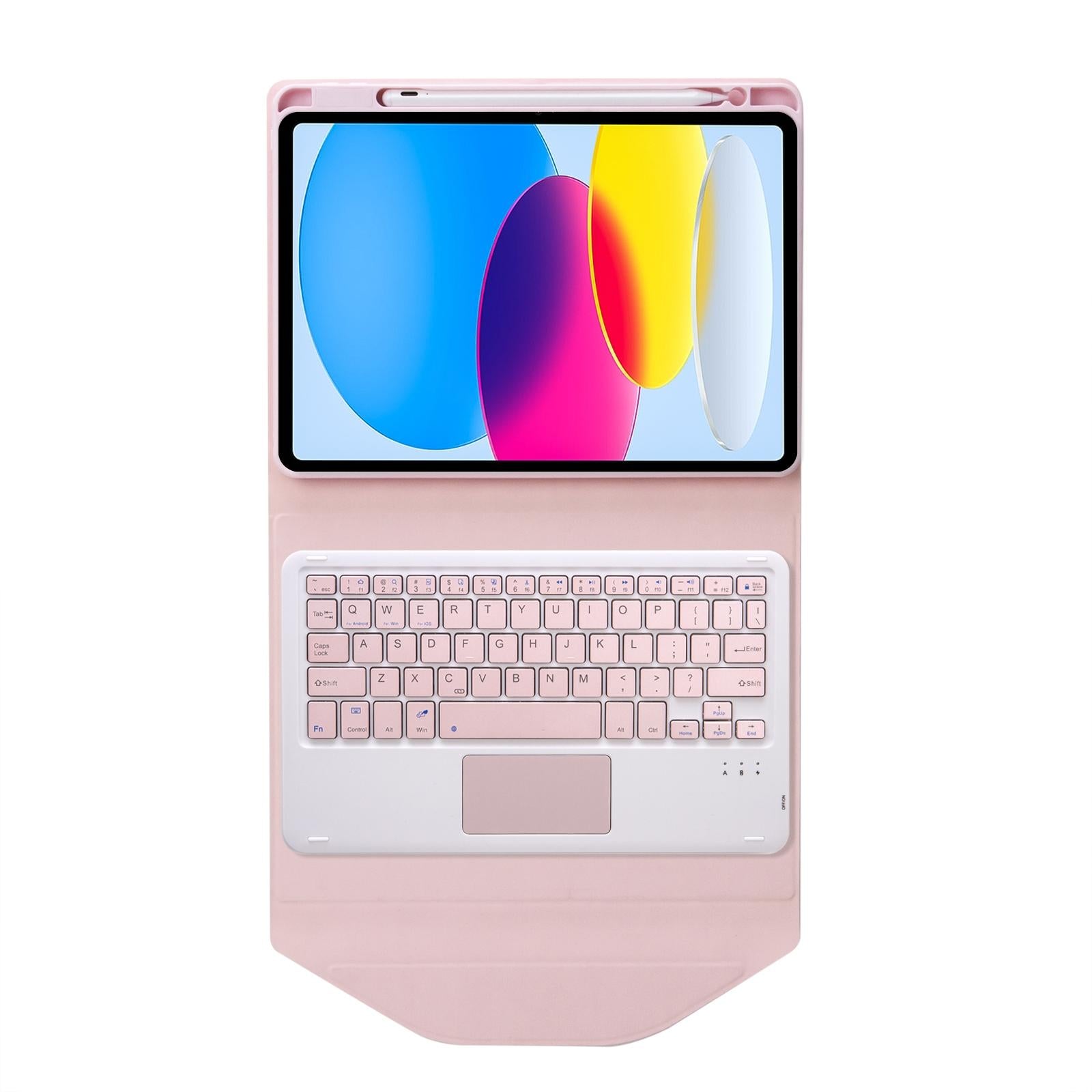 V562-B103575400ADE-202504291847-05 Bluetooth Keyboard Leather Tablet Case With Pen Slot And Touchpad - Pink - Image 6