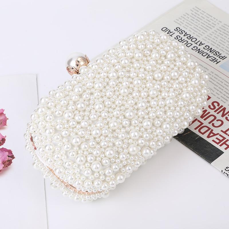 V562-B1041942060DBT-202505191443-00 Soft Lock Pearl Evening Bag Chic Crossbody - Beige - Image 1