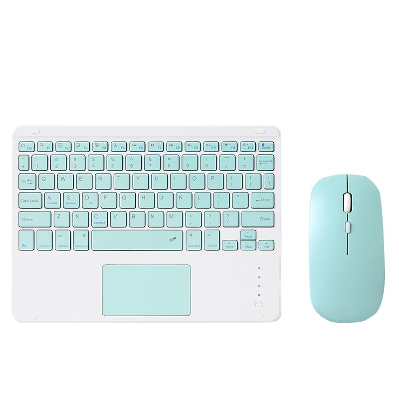 V562-B1042040060DBT-202505261211-11 Portable 9.7 Tablet Keyboard With Bluetooth Touchpad & Mouse Set For Ipad - Mint Green + Mouse - Image 12