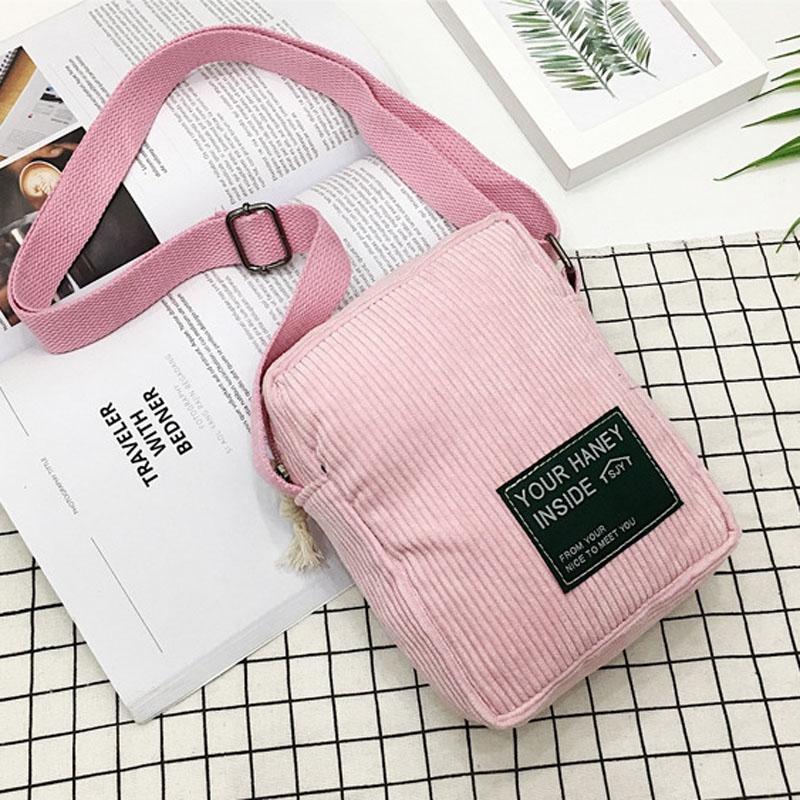 V562-B1045604060DBT-202505191512-00 Striped Velvet Crossbody Bag Versatile & Simple - Pink - Image 1