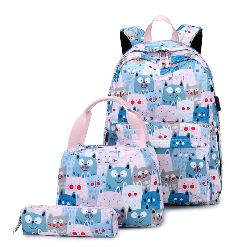 V562-B1050885850DBT-202505271308-00 Student Backpack Set - Printed Design - Pink - Image 1