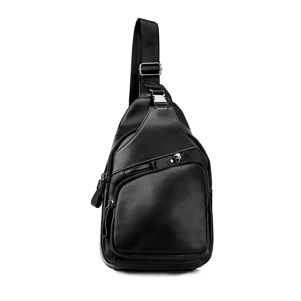 V562-B105366100ADE-202505191632-00 Retro Leather Chest Bag For Men - Black - Image 1