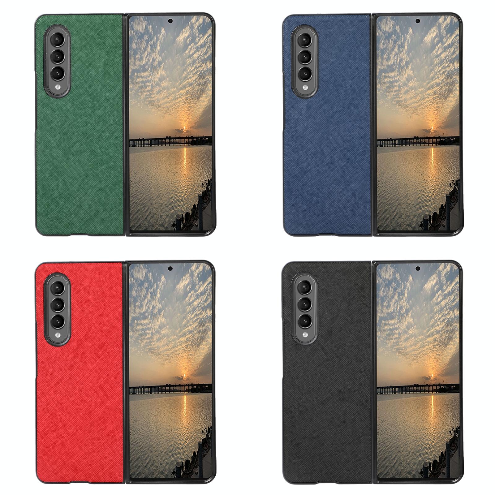 V562-B105370300ADE-202504292118-05 For Samsung Galaxy Z Fold4 5G Fold 4 Cross Texture Pu Leather Case - Red - Image 6