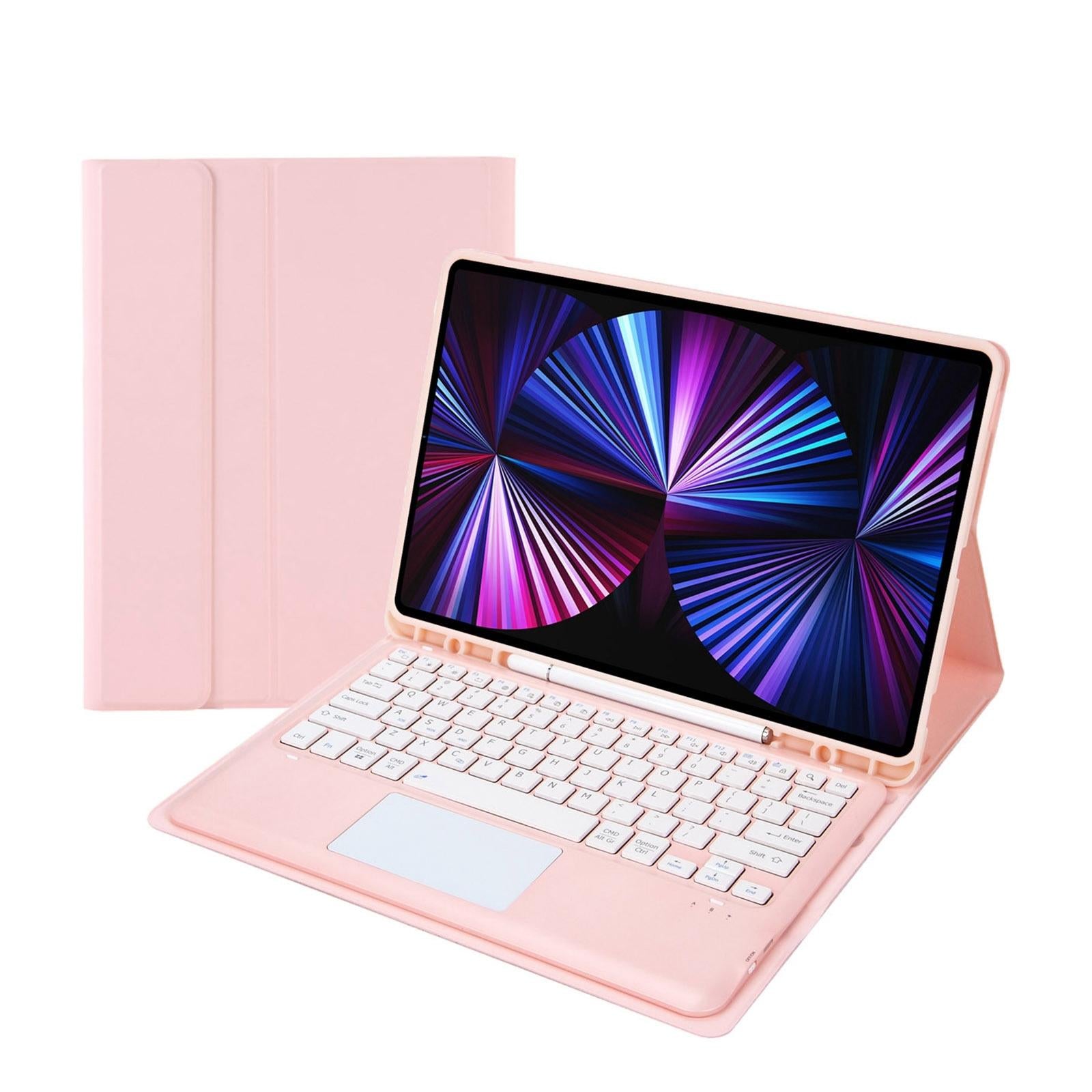 V562-B105499200ADE-202504291933-01 Detachable Bluetooth Keyboard Leather Case For Ipad Pro 12.9 2021 / 2020 / 2018 With Touch Pad - Pink - Image 2