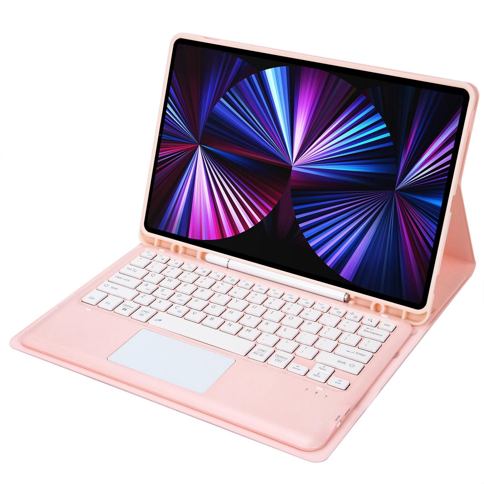 V562-B105499200ADE-202504291933-04 Detachable Bluetooth Keyboard Leather Case For Ipad Pro 12.9 2021 / 2020 / 2018 With Touch Pad - Pink - Image 5