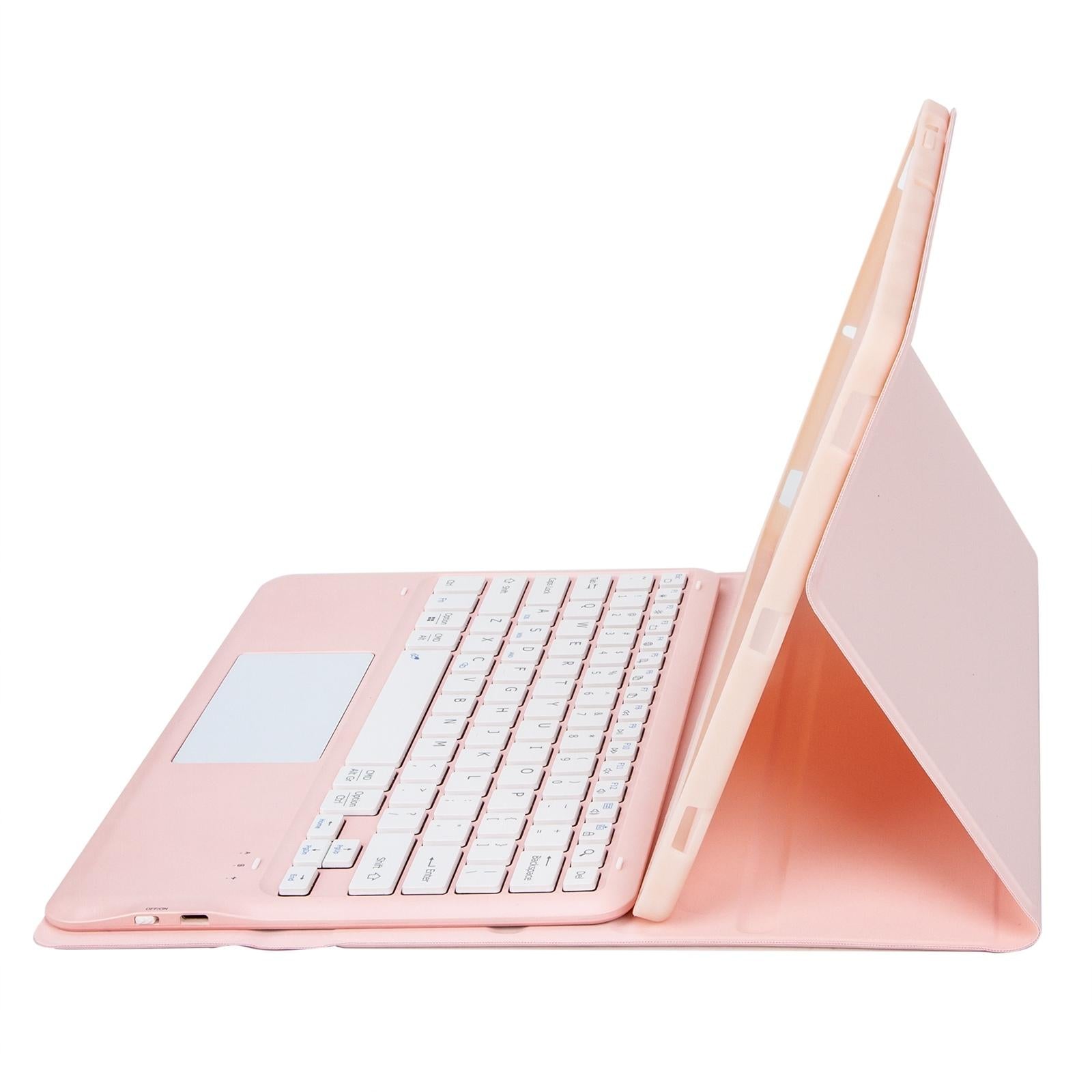 V562-B105499200ADE-202504291933-05 Detachable Bluetooth Keyboard Leather Case For Ipad Pro 12.9 2021 / 2020 / 2018 With Touch Pad - Pink - Image 6