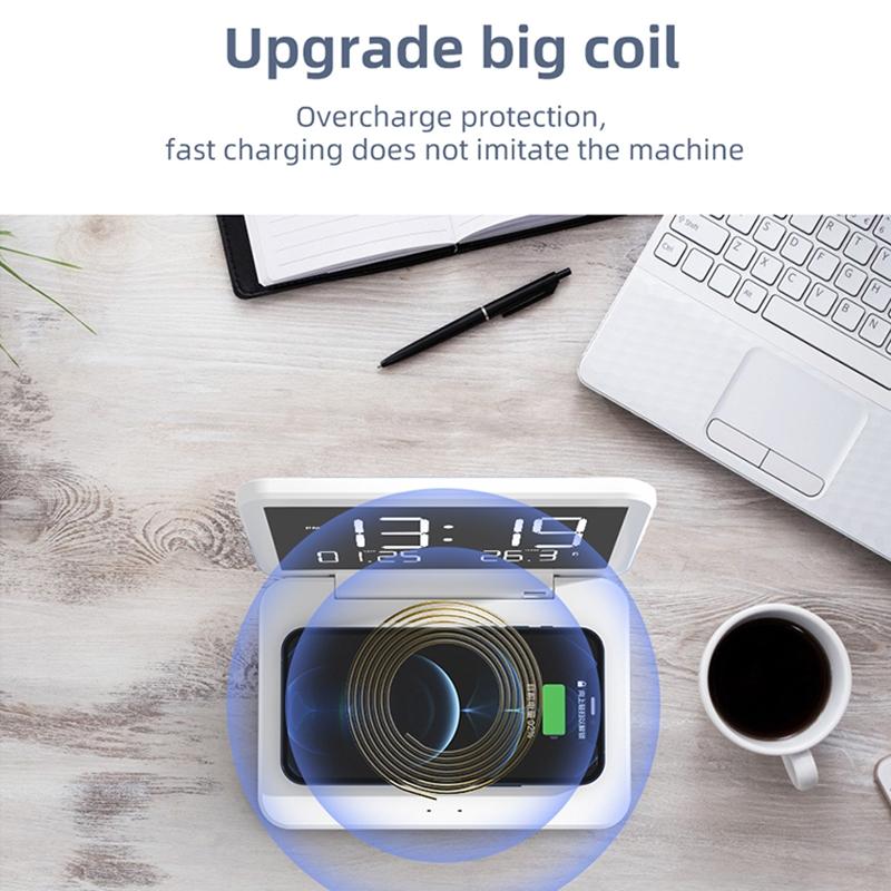 V562-B105910200ADE-202504211910-06 Foldable Desk Calendar Clock With Wireless Charger & Alarm - White - Image 7