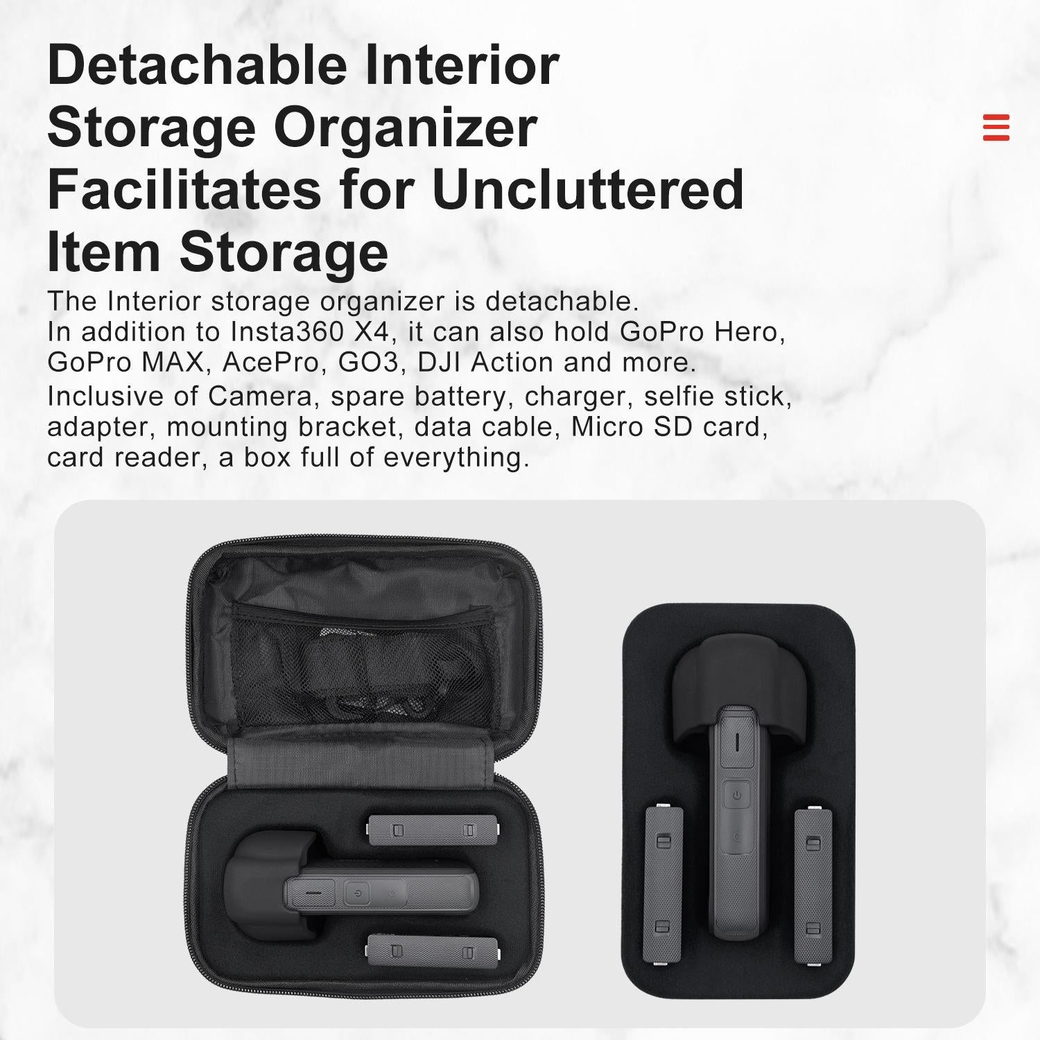 V562-B1067174060DBT-222255-04 Hard Shell Storage Bag for Insta360 X4 Camera - Yellow - Image 5