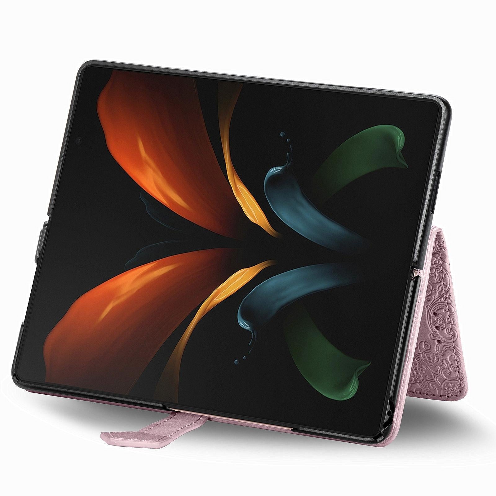 V562-B106859100AYS-202503211406-15 For Samsung Galaxy Z Fold4 5G Embossed Mandala Leather Phone Case - Blue - Image 16