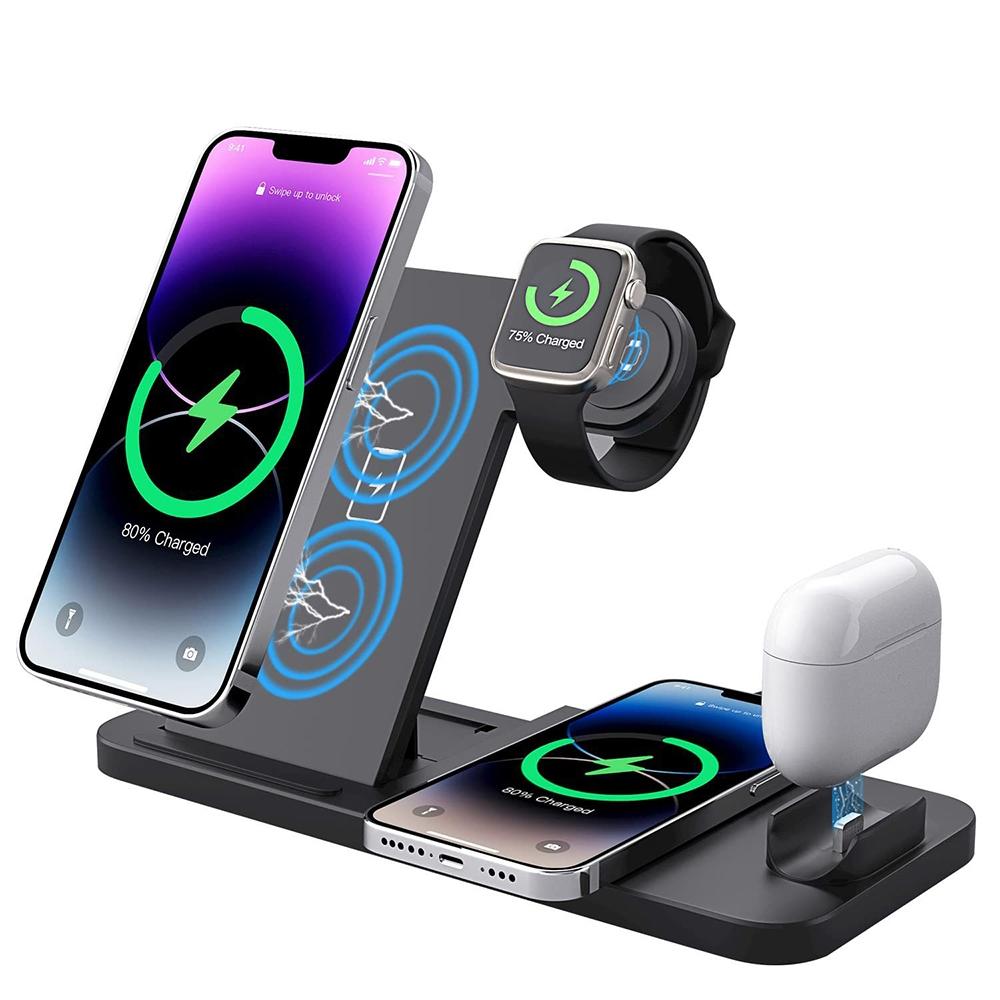 V562-B1069234060DBT-202504212046-02 Foldable 4 In 1 Wireless Charger For Mobile Devices - White - Image 3