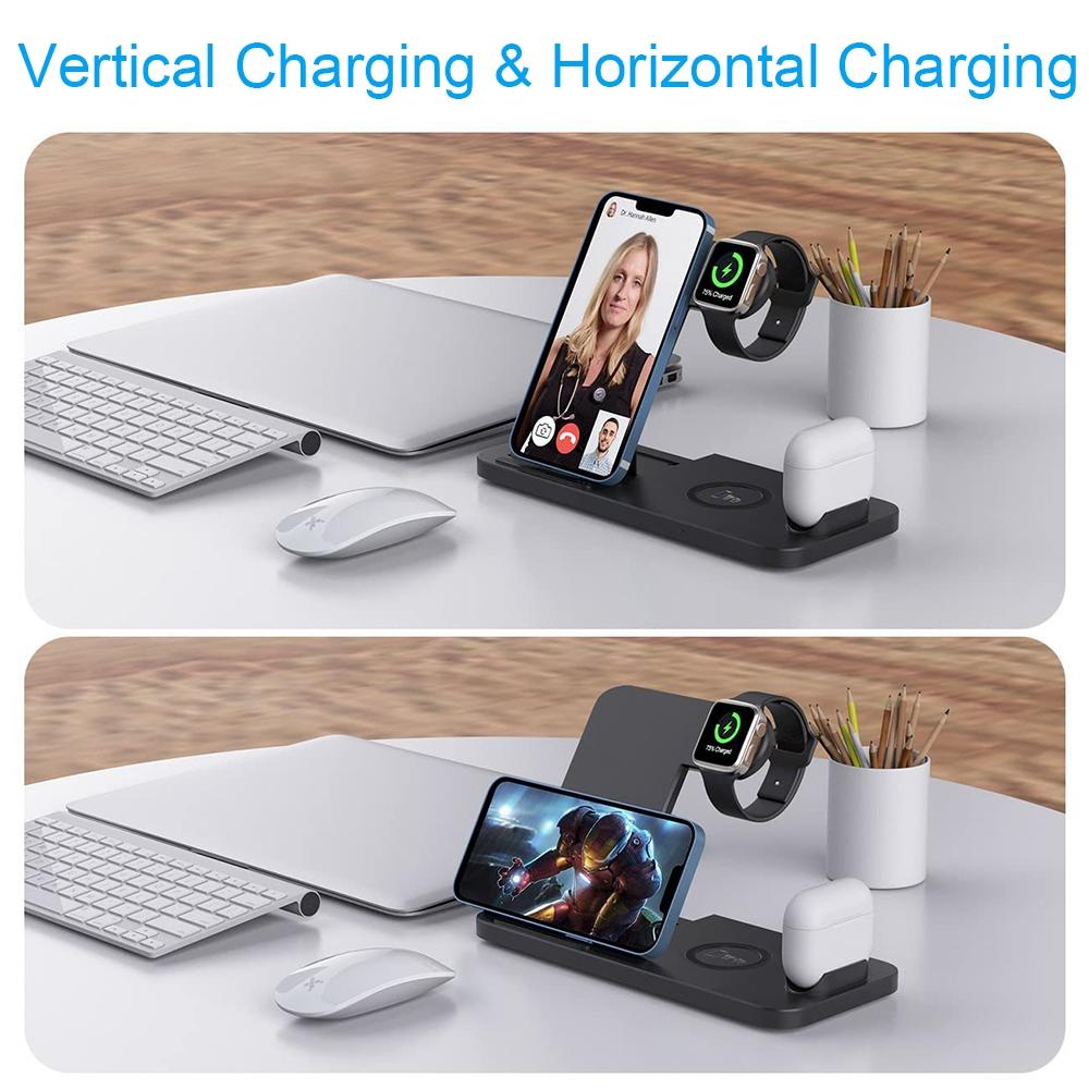 V562-B1069234060DBT-202504212046-03 Foldable 4 In 1 Wireless Charger For Mobile Devices - White - Image 4